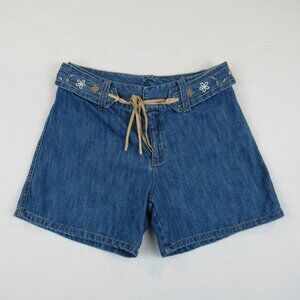 Sonoma Genuine Jean Company Women's Shorts Size 6 Blue Denim Embroidered Belt